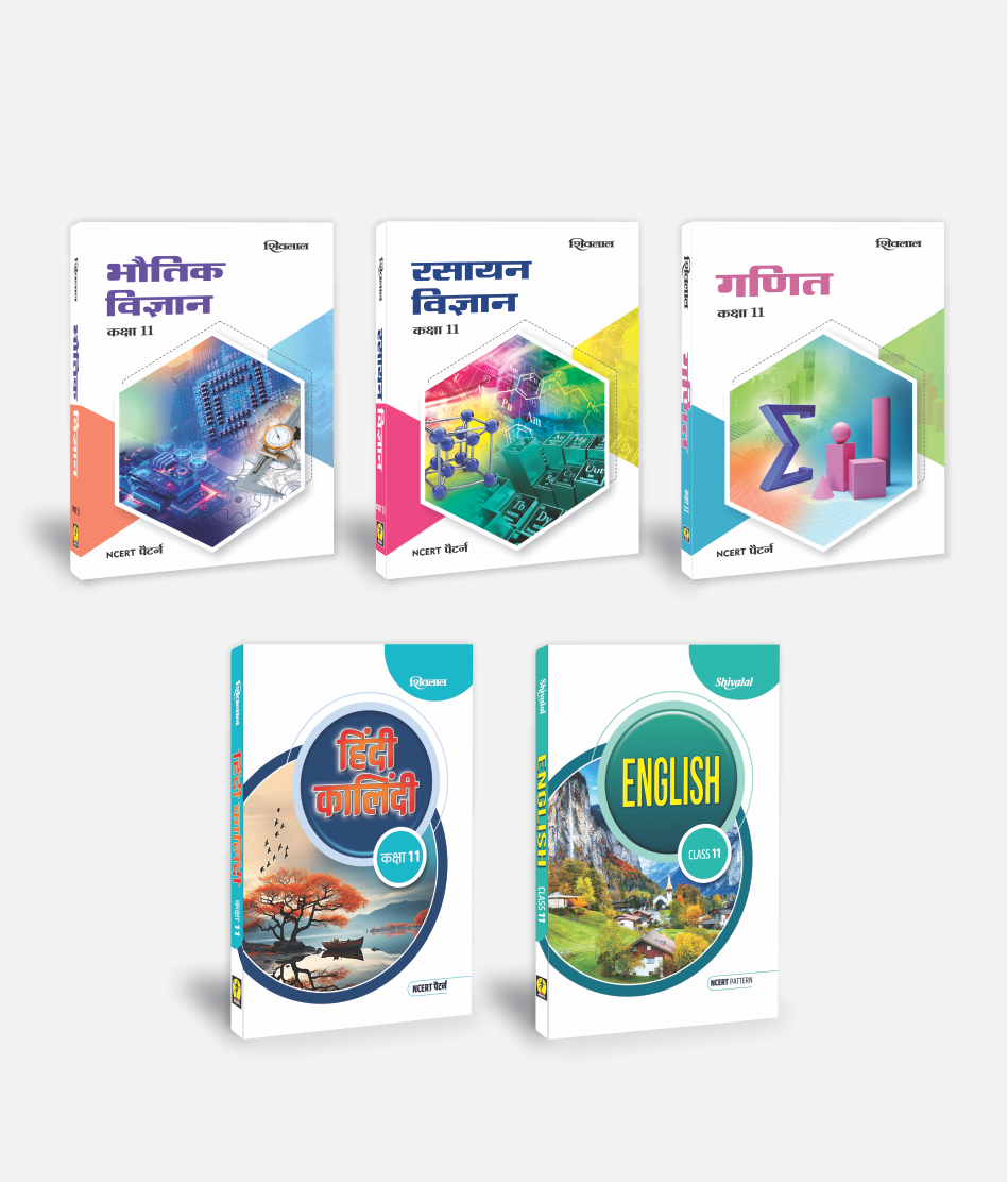 Hindi + English + Ganit + Bhautik Vigyan + Rasayan Vigyan | Class 11 (PCM) | Set of 5 | Textbook