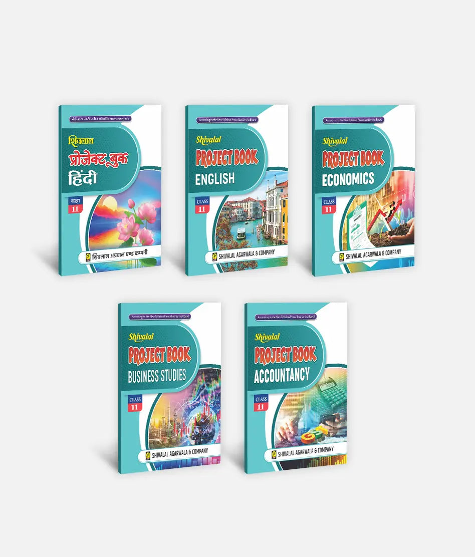 Hindi + English + Economics + Business Studies + Accountancy | Class 11 Commerce | Set of 5 | Project Books