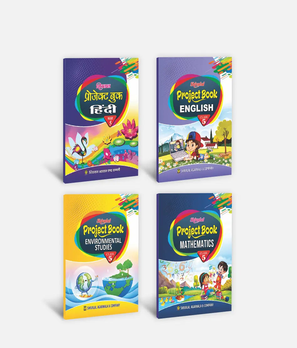 Hindi + English + Environmental Studies + Mathematics | Class 5 | Set of 4 | Project Books